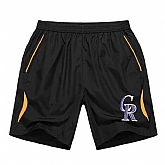 Men's Colorado Rockies Black Gold Stripe MLB Shorts,baseball caps,new era cap wholesale,wholesale hats